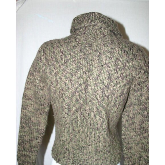 Old Navy Womens Chunky Knit Green Brown Turtleneck Sweater Size Large - Picture 6 of 6